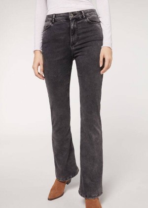 Calzedonia Flared Jeans Damen Grau | DE1596DN